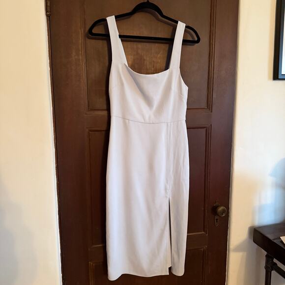 Babaton | Aritzia 90s Slit Midi Square Neck Dress in Baby Blue | Size 2 | - Picture 2 of 7